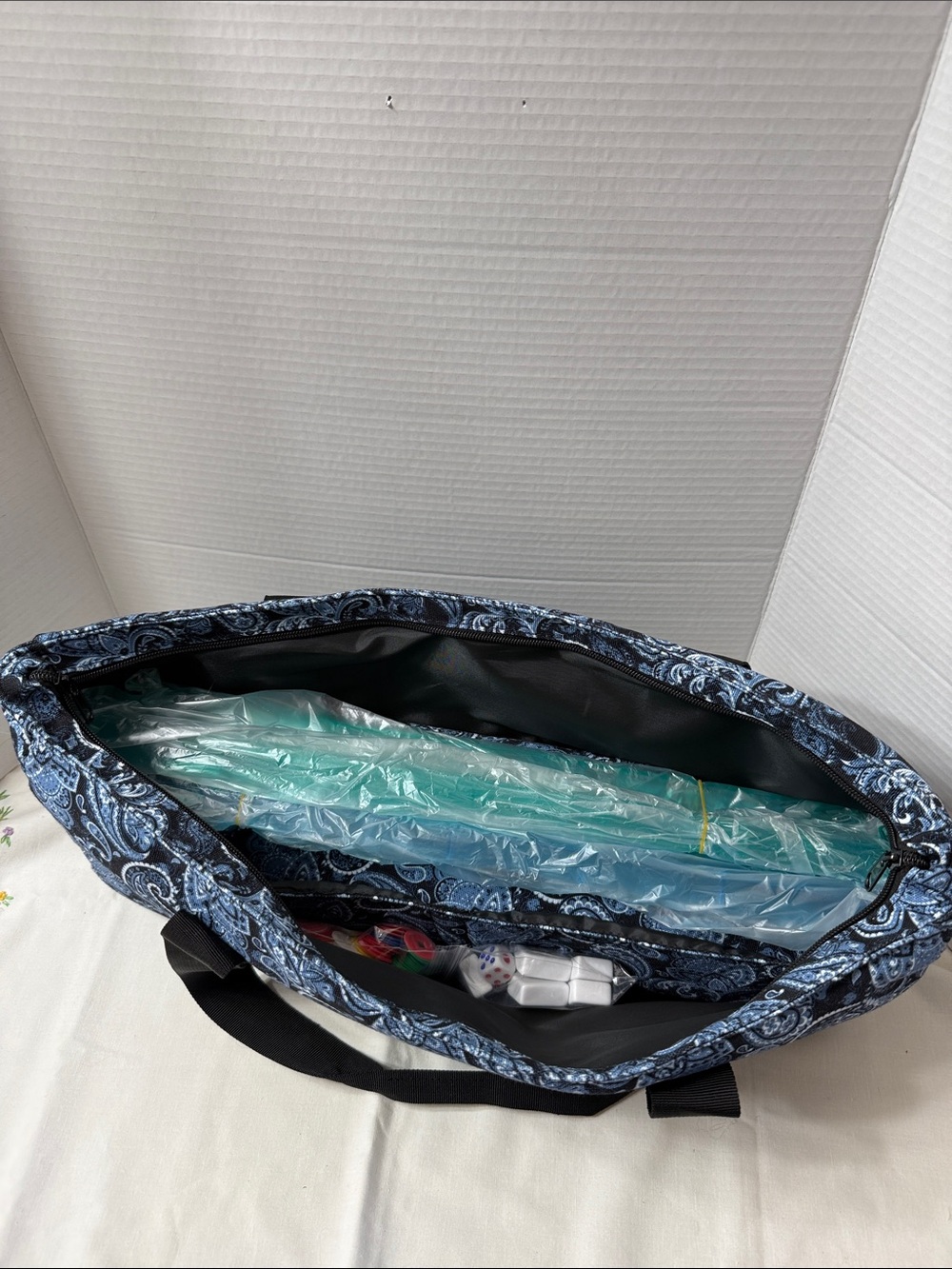 American Mahjong Set Sealed Tiles Blue Paisley Travel Carry Bag and Accessories - Picture 11 of 12